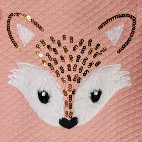 Nannette Baby coral ruffled sequin fox face top 3T - Picture 4 of 5